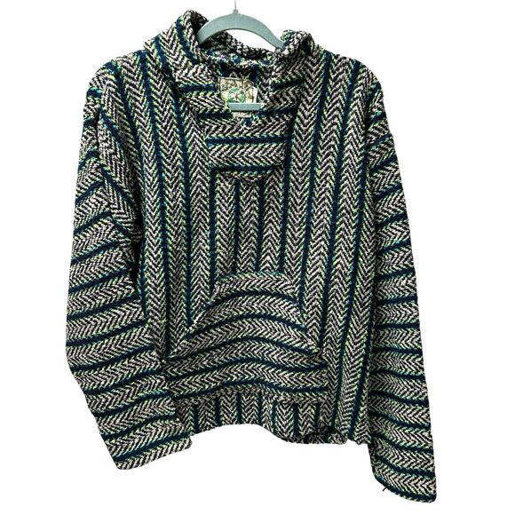 Baja Joe Other - Y2k  Baja Joe Mexico Hippie Drug Rug Hooded Poncho with Pocket -Size Large??